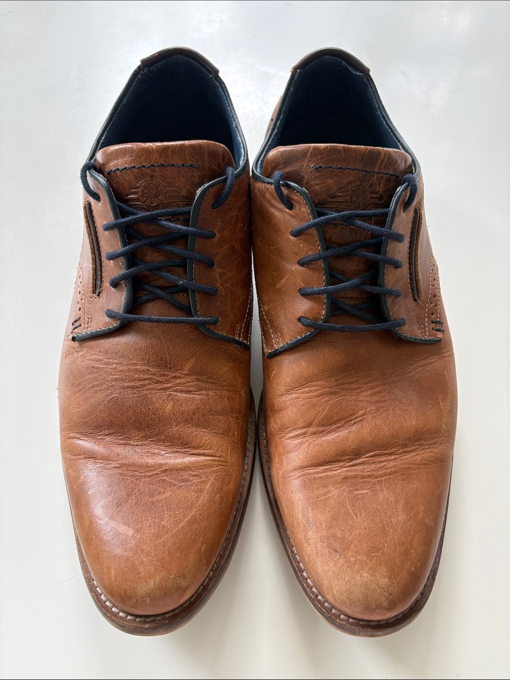 Bull Boxer Halsey Mens Brown Leather Derby Shoes